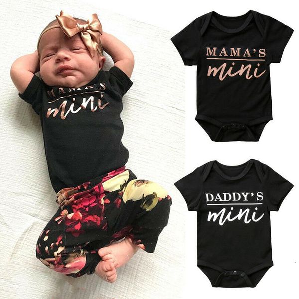 

newborn infant baby boys girls bodysuit cute baby twins mama daddy short sleeve bodysuits outfits baby clothes for 0-18m, Blue