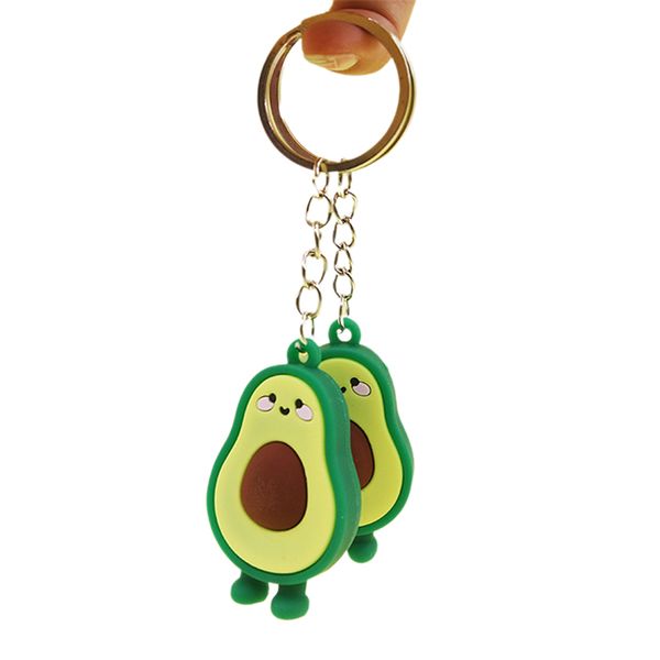 

1pcs 3d simulation fruit avocado heart-shaped keychain strawberry pendant fashion jewelry key ring gift key chain for women men, Silver