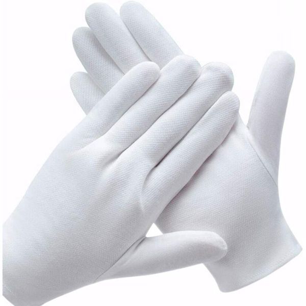 

white cotton inspection work gloves women men household gloves coin jewelry lightweight gloves serving/waiters/drivers, Silver