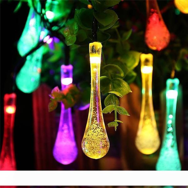 

premium quality 6m 30 led solar christmas lights 8 modes waterproof water drop solar fairy string lights for outdoor garden