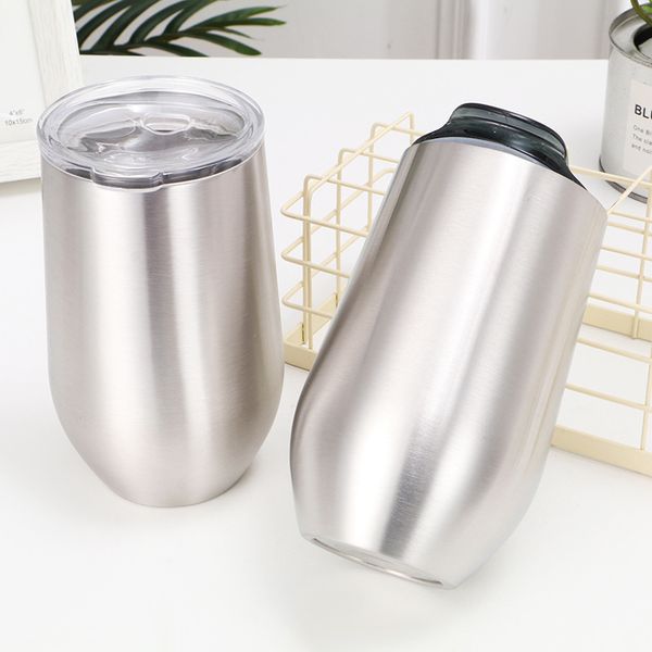 

16oz egg shaped mugs stainless steel stemless water bottles double wall vacuum insulated outdoor sports beer mug