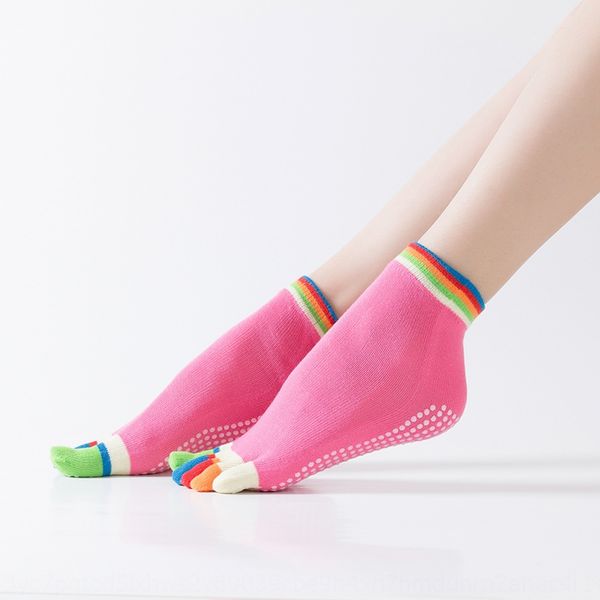 

dnoew four seasons professional yoga socks full toe and half toe sweat exercise exercise fitness silicone sports fitness absorption branchin, Pink;yellow