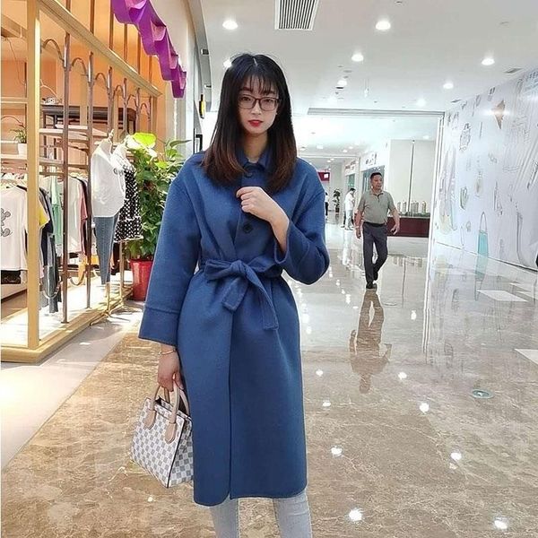 

ehfcn high-end 2019 autumn woolwool temperament korean style lapel straight tube women's woolen high-end 2019 autumn coat woolwool temp, Black