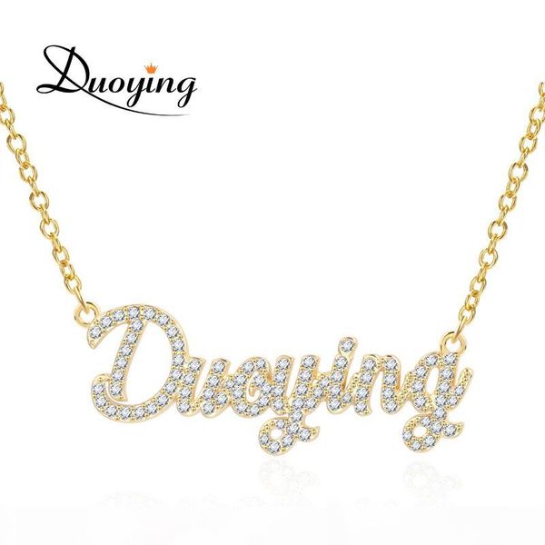 

duoying 2019 zirconia necklaces pendant necklace for women stone chain women personalized necklace with names initial letters mx190730, Silver