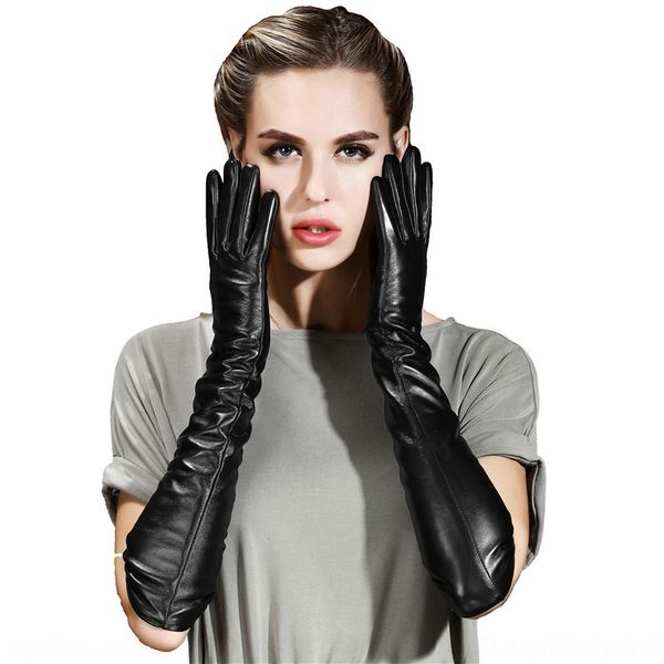 

mco93 50cm w gloves sleeve lengthened women' over-elbow sheepskin gloves sleeve winter plus velvet warm women' touch screen arm, Blue;gray