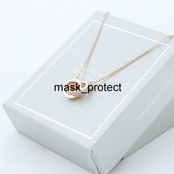 

singapore chomel double-ring diamond necklace female mobius ring choker internet celebrity same style, Black