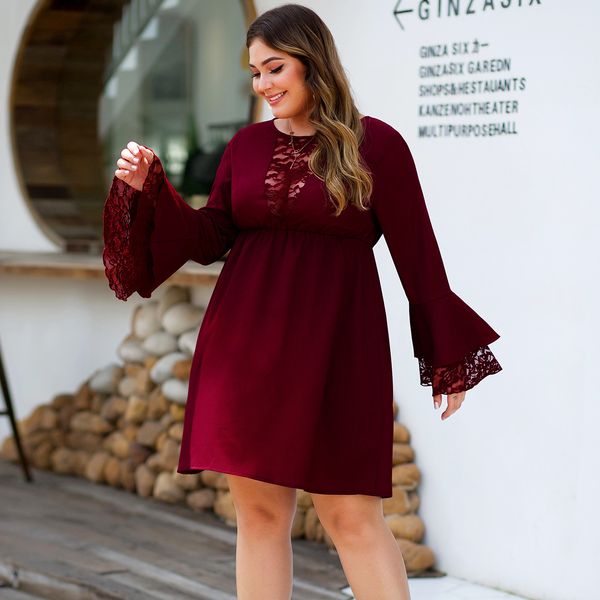 

elegant burgundy lace cocktail dresses a-line full flare sleeve see-through draped short formal party gowns 2020, White;black