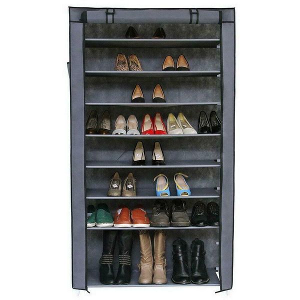 

10 tier shoe rack adjustable layer height shoe storage cabinet organizer gray