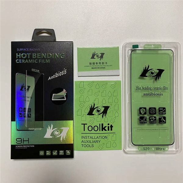 

anti bacterial pmma 3d curved full cover sceen protector for samsung s20 ultra s20 s10 plus note 10 s9 fingerprint unlocking ceramic film