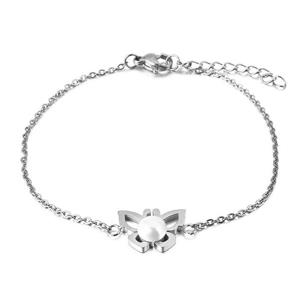 

fashion chain bracelets silver rose gold stainless steel butterfly bracelets jewelry, Black