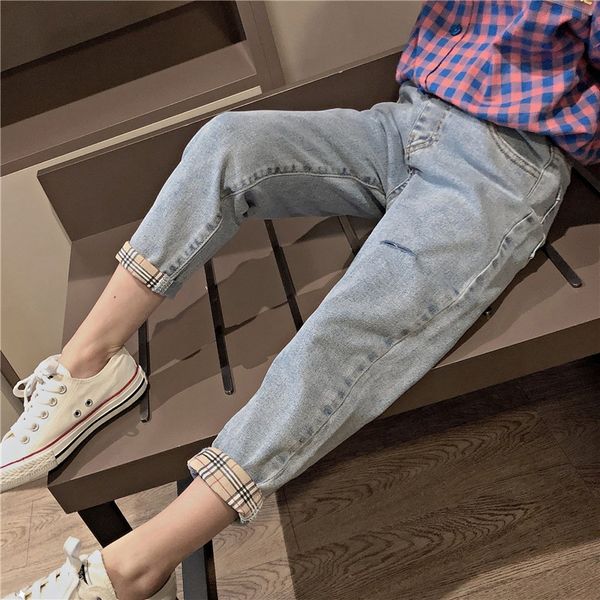 

6bqtc girls' 2020 new korean children's straight casual casual jeans and jeans pants medium and large children's autumn fashi, Blue