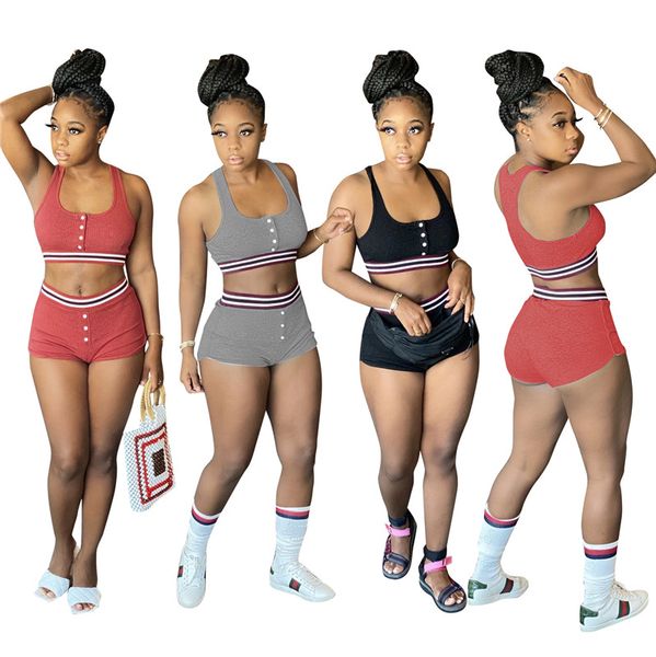 

women tracksuit shorts outfits designer stripe sports suit sleeveless bra vest crop + short pants woman 2 piece sets clothing 3xl d72703, White