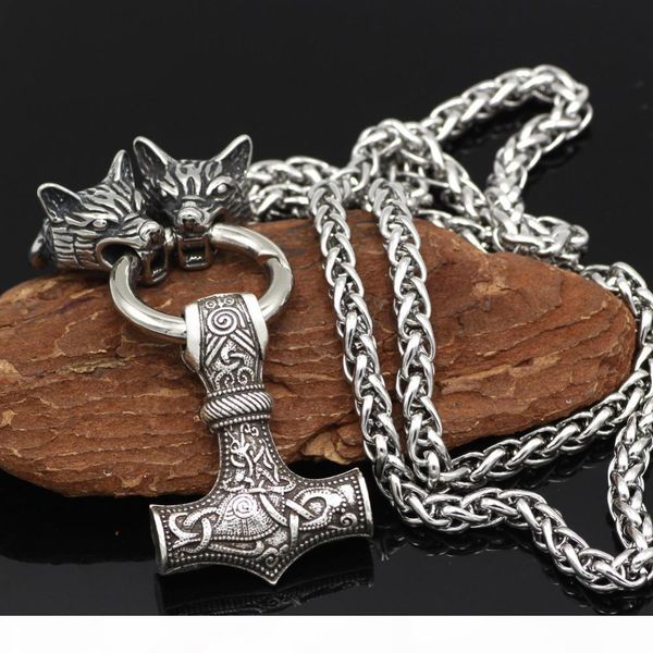 

мужские украшения скандинавской viking wolfthor молоток mjolnir ожерелье для мужчин урожай серебряный кулон мода ювелирные изделия, Silver