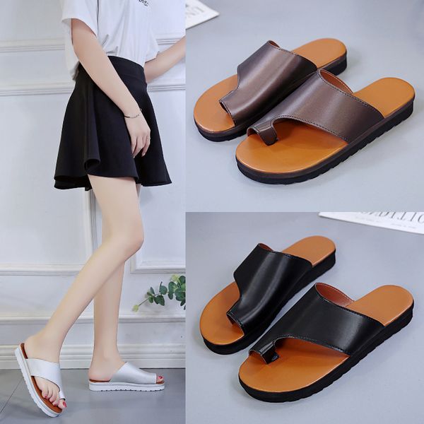

summer flat flip flop women open toe beach slippers female casual hollow increase leather slipper fashion stitching females shoe, Black