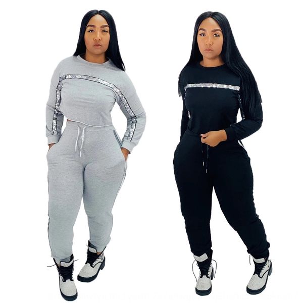 

ire61 9083 и бисер большого размера женщины с длинными рукавами бисер спортивного костюм случайных мод 9083 и бисер брюки больших размеров ж, Gray