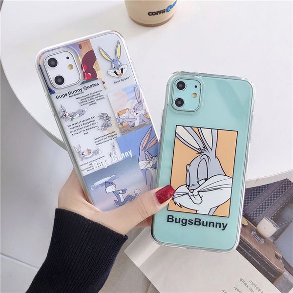 

designer cartoon bugs bunny transparent case for iphone 11pro max for iphone x xr xs max 7 8 plus phone case cute soft cover