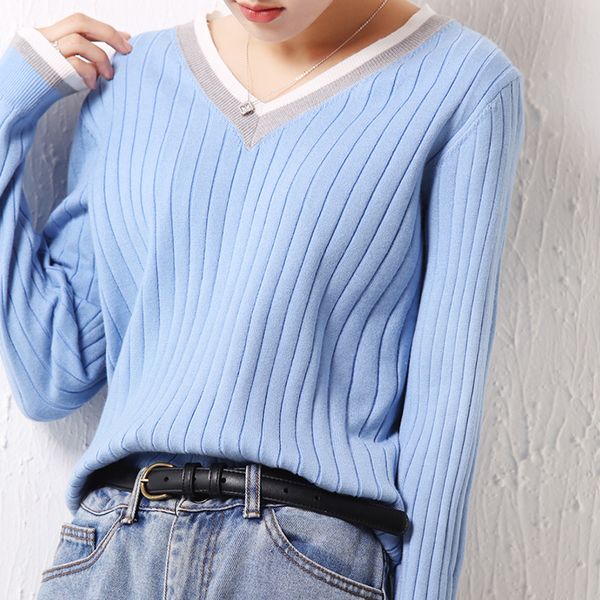 

high-quality women's cashmere sweater with long sleeves and v-collar pullover sweater autumn and winter clothes women, White;black