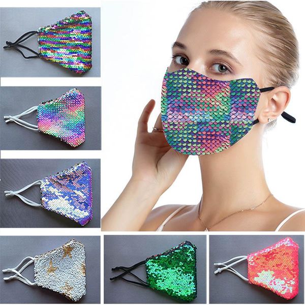

fashion bling bling sequin protective mask dustproof washable windproof reuse face mask elastic earloop mouth mask kha289