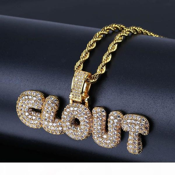 

custom personalized english name necklaces gold silver bubble letters iced out cz alphabet pendant chains for women men hip hop jewelry