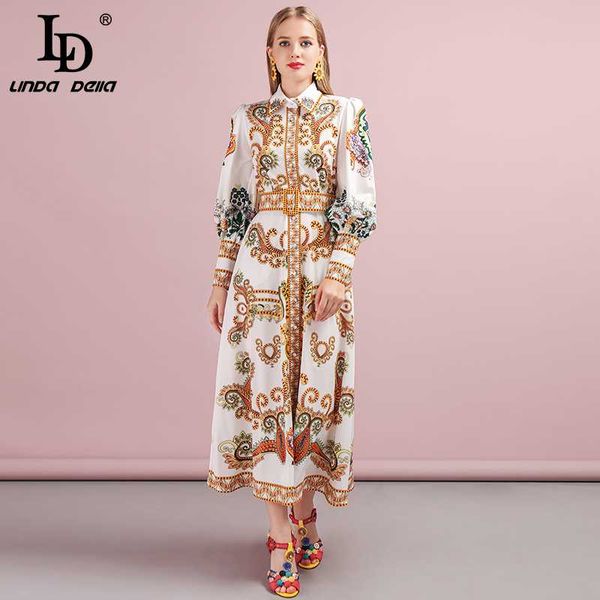 

ld linda della 2020 осени платья женщин runway модельер с длинным рукавом простых орденских лент великолепного бисероплетение печатных тонки, Black;gray