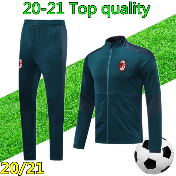 

20 21 men ac football training suit soccer tracksuit zipper jacket 2020 2021 romagnoli football tracksuit survetement chandal, Black