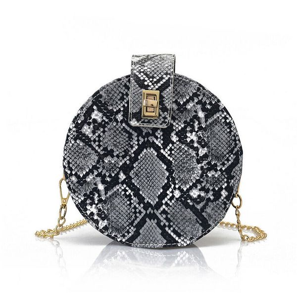 

new round snake print womens shoulder bag fashion pu leather messenger hasp bag handbag