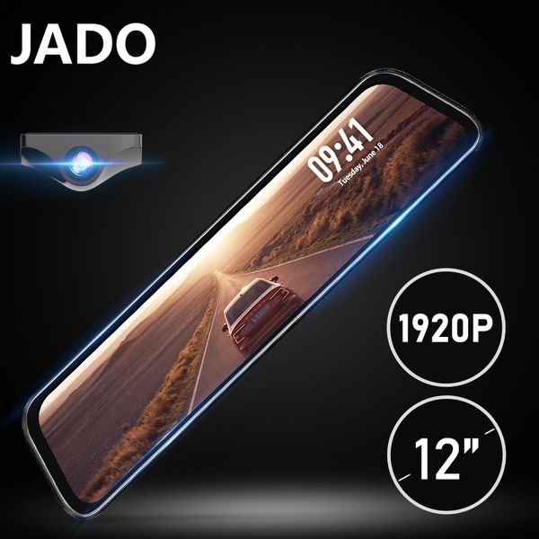 

jado g840s stream rearview mirror dvr dash camera 12' fhd dual 1080p car rear view camera dash cam night vision safe reminder car dvr