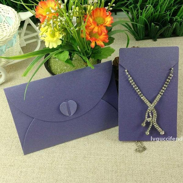 

paper bule/purple/pink/kraft wedding jewelry packing necklace display envelope packing wedding jewelry invitation envelope
