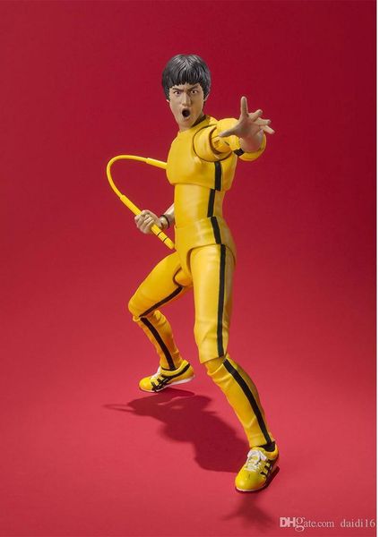 

shf bruce lee bruce death game 75th anniversary yellow clothes moveable pvc action figure model toys