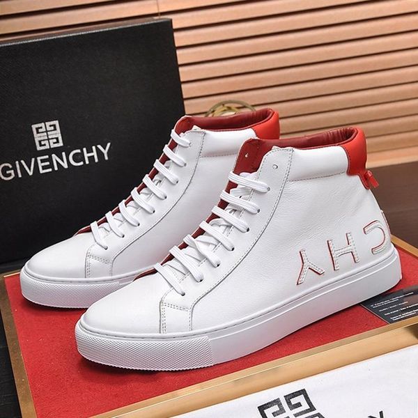 

fashion high reverse sneakers in leather mens boots lightweight style shoes lace -up luxury vintage men shoes chaussures pour hommes, Black