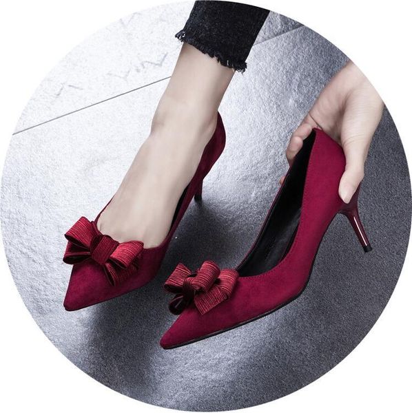 

тонкие высокие каблуки дамы офис обувь насосы мода женщина остроконечные toe sexy party свадебная обувь красного цвета, Black