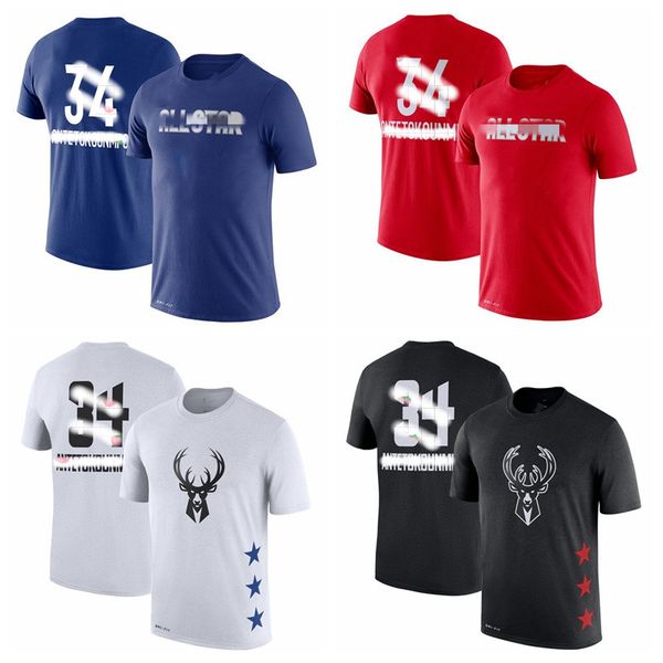 

giannis antetokounmpo milwaukee bucks men 2020 all-star game name & number player basketball t-shirt blue red, Black;red