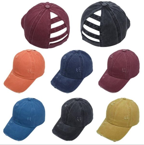 

baseball caps ponytail messy buns hats summer washed cotton cap sun breathable visor hat outdoor girl fashion snapbacks caps lsk434, Yellow