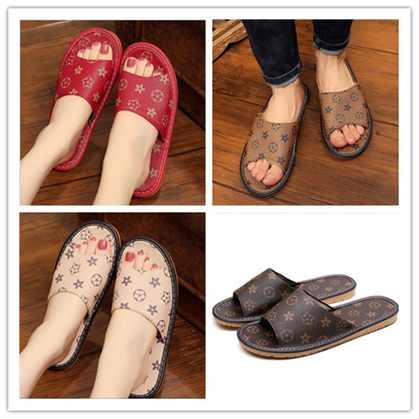 

full size flat pu leather slippers fashion designer shoes sandal women men slide classic sandals summer flip flop beach bath slipper d72810, Black;grey