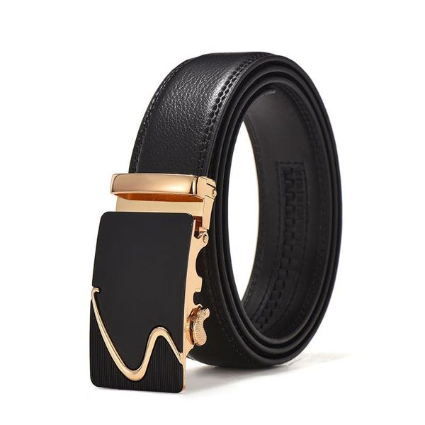 

2020 fashion brand leather belt business trouser strap pant ceinture homme cowskin automatic buckle cowhide men belts, Black;brown