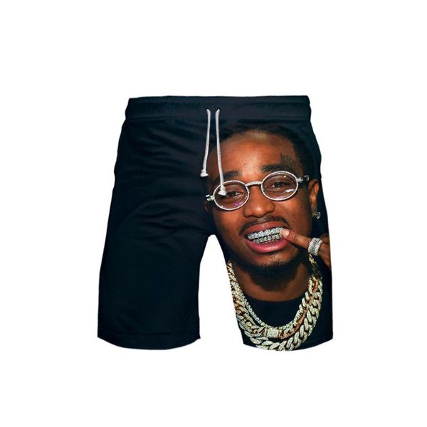 

men's 3d quavo shorts 3d board trunks summer new quick dry men hip hop quavo short pants beach wear streetwear, White;black