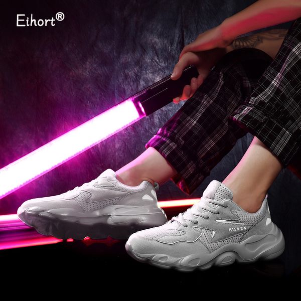 

eihort men's sports shoes leather + breathable mesh training running shoes non-slip casual men sneakers outdoor jogging walking