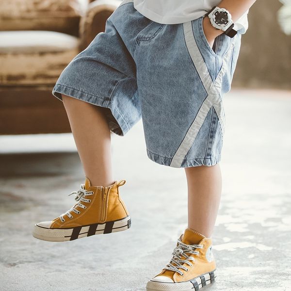 

wtvbq 2020 summer wear new men's pants korean version jeans wear children's of medium and large children's casual loose jeans, Blue