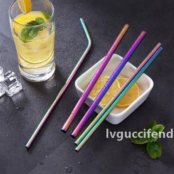 

stainless steel straws colorful metal straw straight bent reusable drinking straw juice straws home party bar accessories 21.5cm yfa715