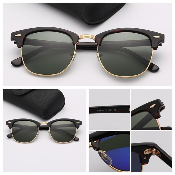 

designer sunglasses mens sunglasses fashion sun glasses half frame des lunettes de soleil for men with leather case retail package, White;black
