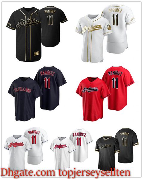 

cleveland indians men women youth 11 jose ramirez 2020 authentic baseball jersey, Black
