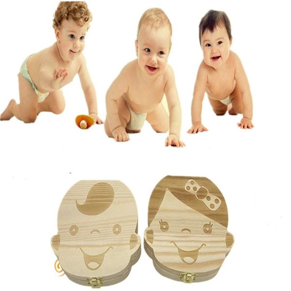 

10 language tooth box save milk teeth wooden organizer storage boxes boys girls creative gift keepsakes burlywood color a122605