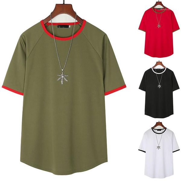 

короткие рукава pure color mens конструктора tshirts сыпучие 4colors размер s 2xl piping o шея лето повседневный тройники, White;black