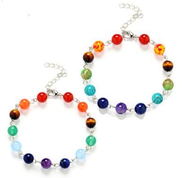 

yoga 7 chakra healing balance bracelet natural stone bracelets bangle cuff power inspirational jewelry for women children 2 colors, Black