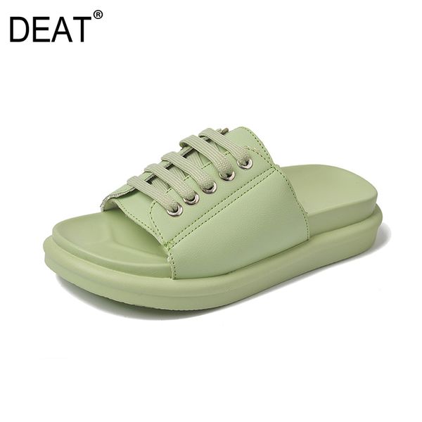 

deat] 2020 new spring summer round toe shallow bandage casual outside thick bottom platform slippers women shoes fashion 10h240, Black