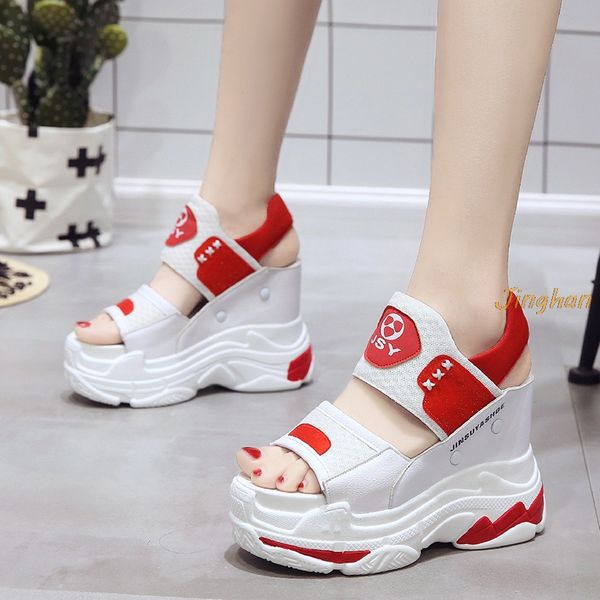 

2020 summer new wedge sandals fashion shoes woman flat platform women's summer shoes thick bottom high heel outdoor, Black