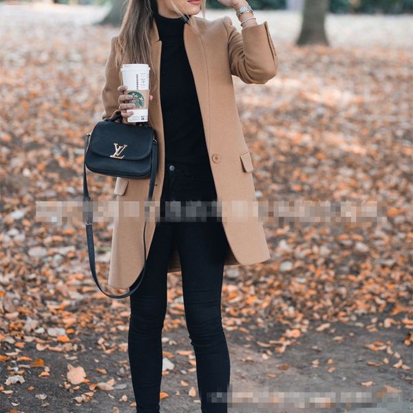 

2020 women's stand collar slim en 2020 women's stand collar slim en coat coat wool wool sale, Black