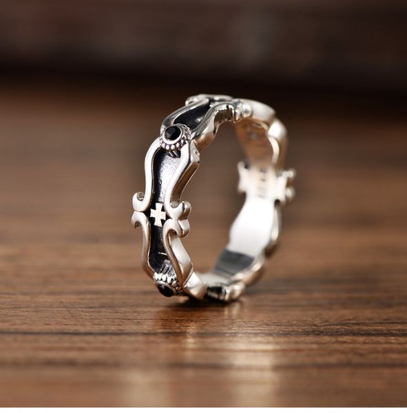 

925 sterling silver retro devil's eye cross ring female hipster male web celebrity fashion item thai silver ring