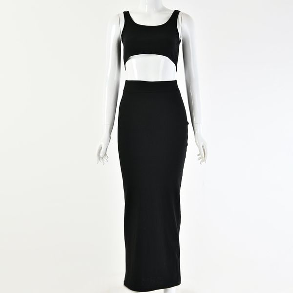 

women designer skirts sets womens two-piece skirt ladys designer solid color dress summer short vest+skirt 2020 new style, Black;gray