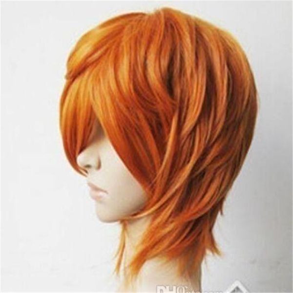 

new diao daiwa angel brief orange blonde short cosplay party wig, Black